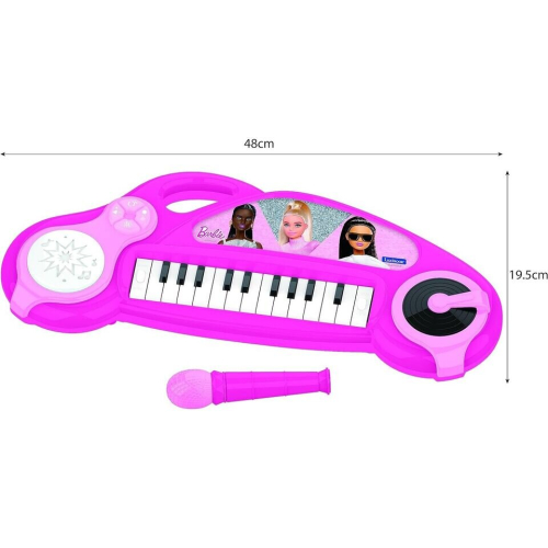 Piano eletrônico infantil Barbie com efeitos de luz e microfone - 24 teclas