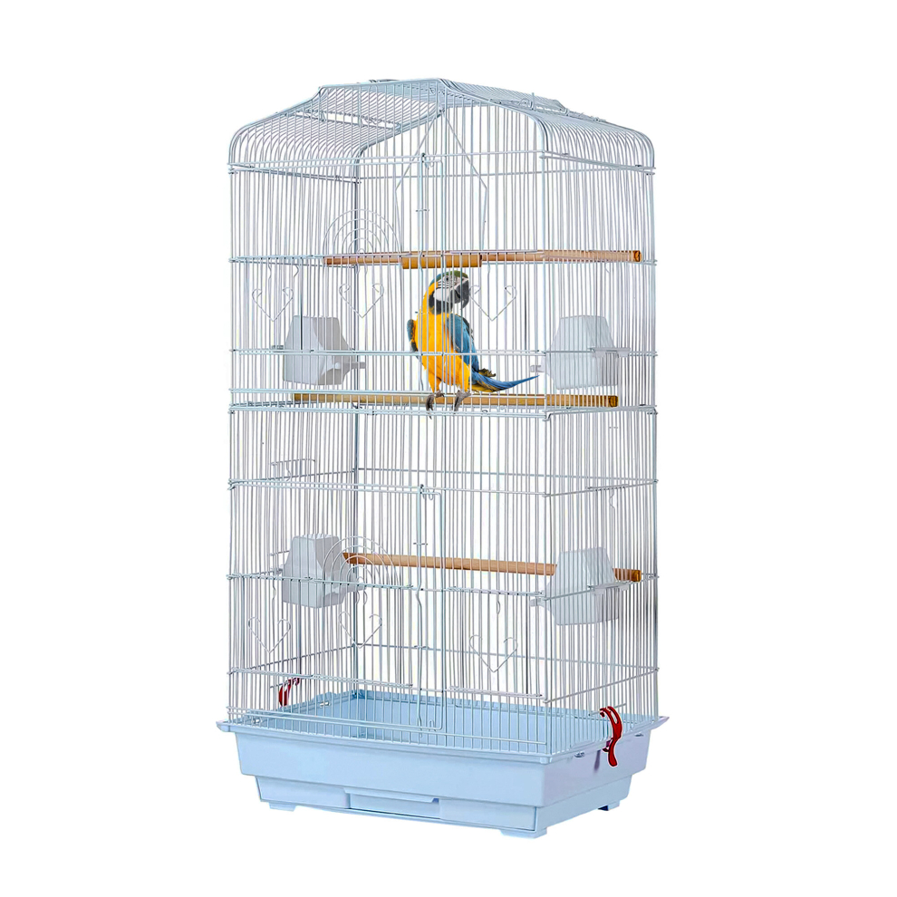 (White) Large Metal Bird Cage Budgie Canary Parakeet Cockatiel Finch Lovebird Tall Cages