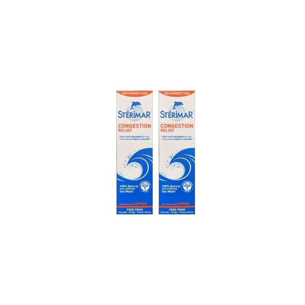 Sterimar Nasal Spray Congestion Relief 100% Natural Sea Water 100ml X2