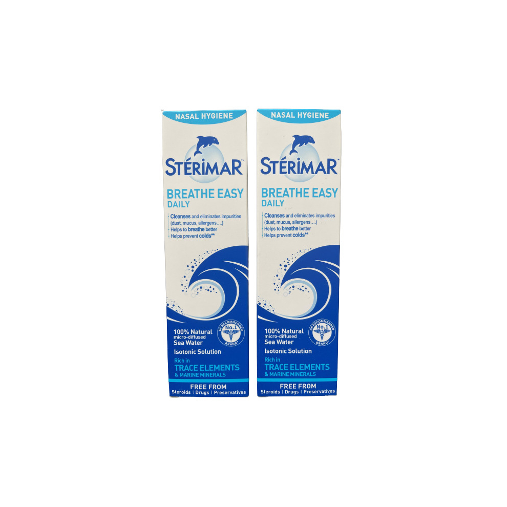 2 X Sterimar Breathe Easy Daily Nasal Hygiene Isotonic Solution Spray - 100ml