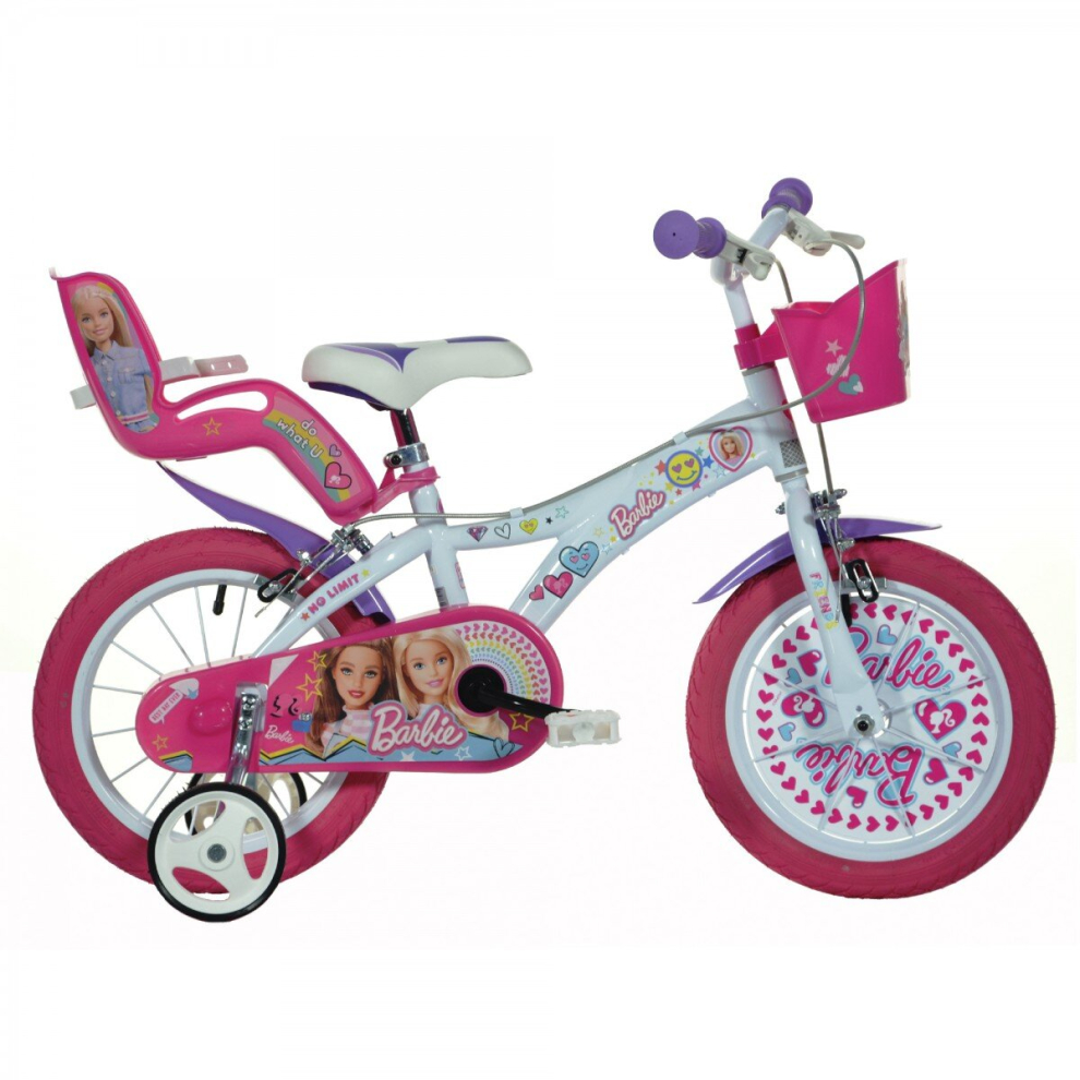 Dino Bikes (16" Wheel) Dino Barbie Kids Girls Bike With Basket Pink