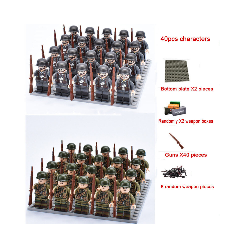 (Style H) British German Soviet Army Square Army Military Building Block Set with Small Particle Assembly for Bottom Plate Toys