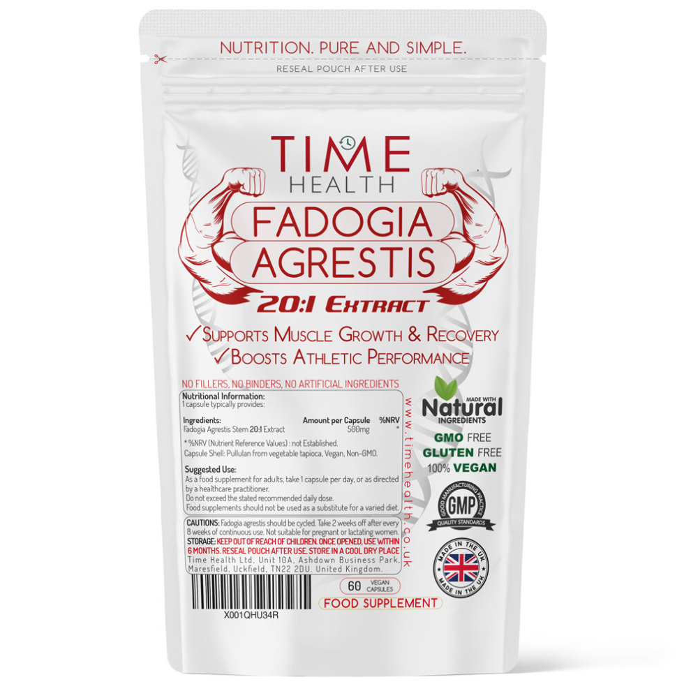 (60 Capsules) Fadogia Agrestis - High Strength - 2X Purity 20:1 Extract - 60 x 500mg Capsules - Lean Muscle Growth - Muscle Recovery - Athletic Performance 