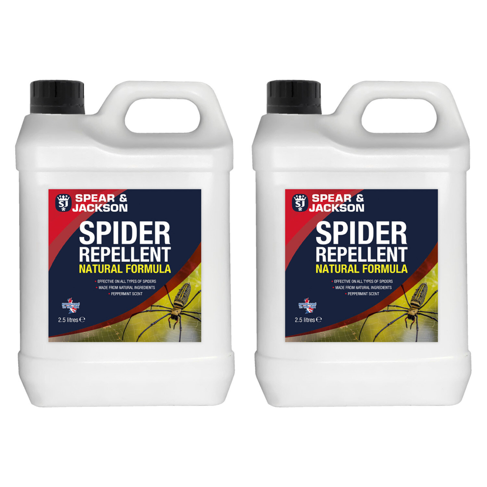 Spear & Jackson Spider Repellent Refill Pack: 2 X 2.5L With Long Hose Trigger, Natural Ingredients, Peppermint Scent