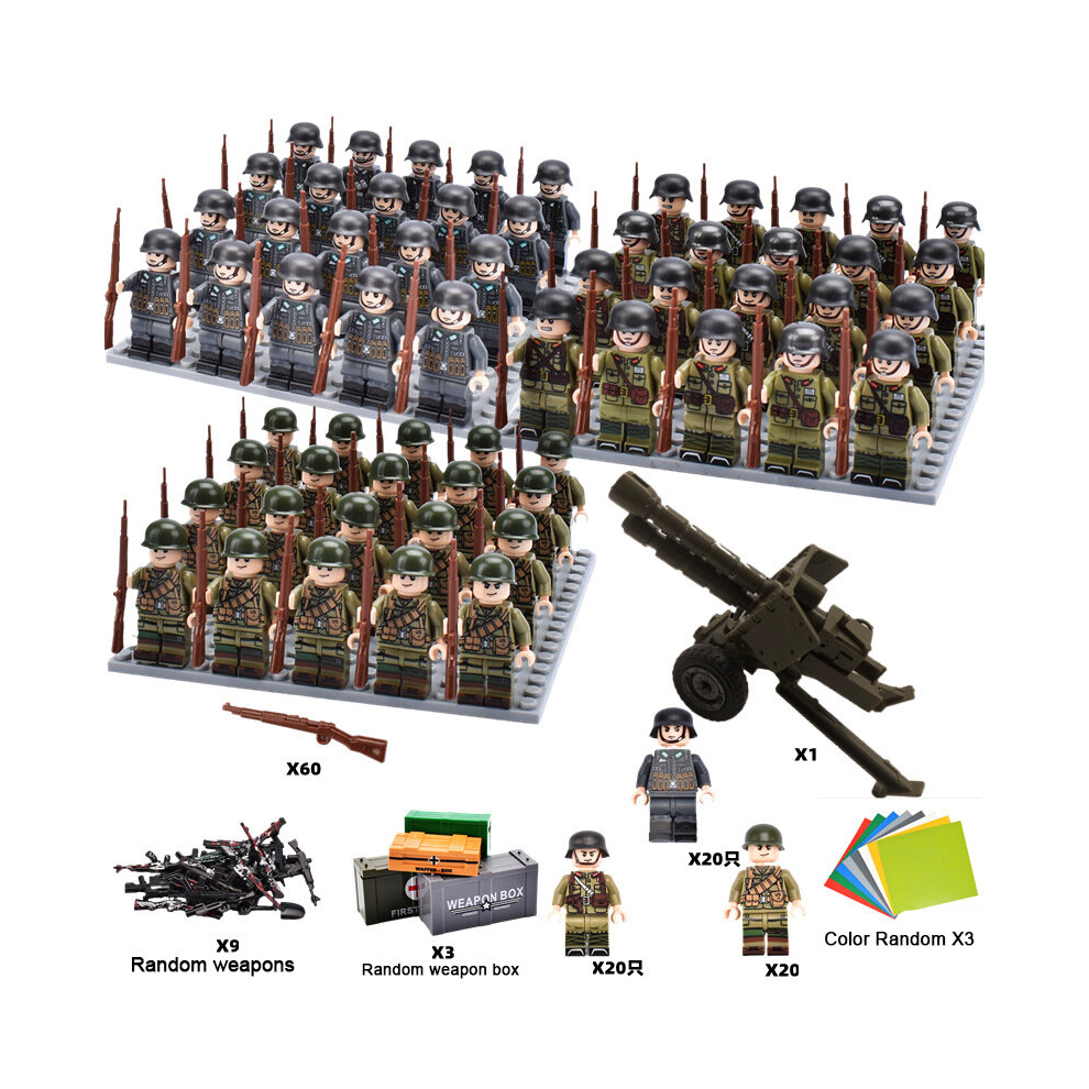 (Style T) British German Soviet Army Square Army Military Building Block Set with Small Particle Assembly for Bottom Plate Toys