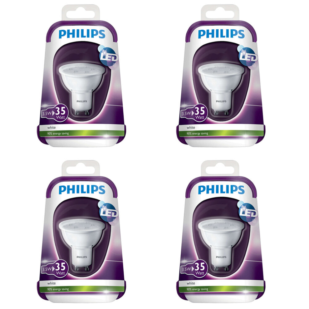 PHILIPS 35W GU10 ** 4 Pack ** Bulbs 3000K White