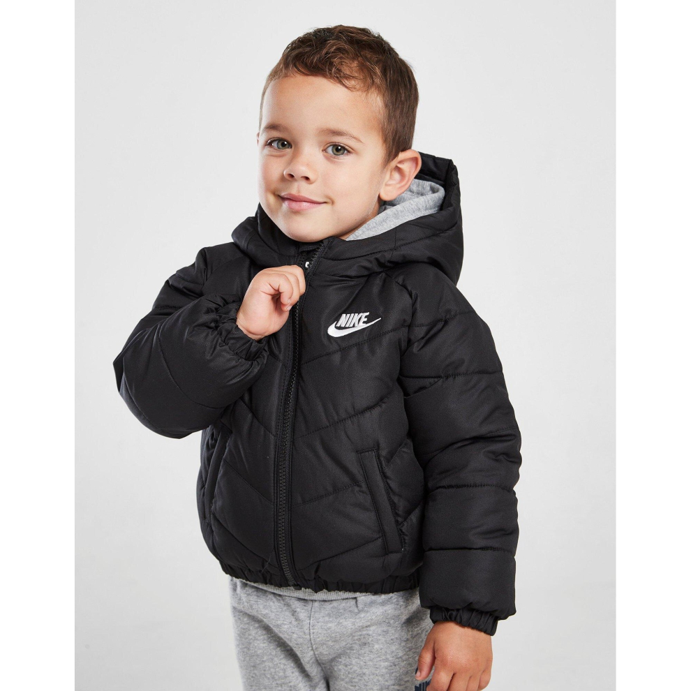 (0-3mths) Nike Padded Baby Jacket Black Infant Full Zip Coat