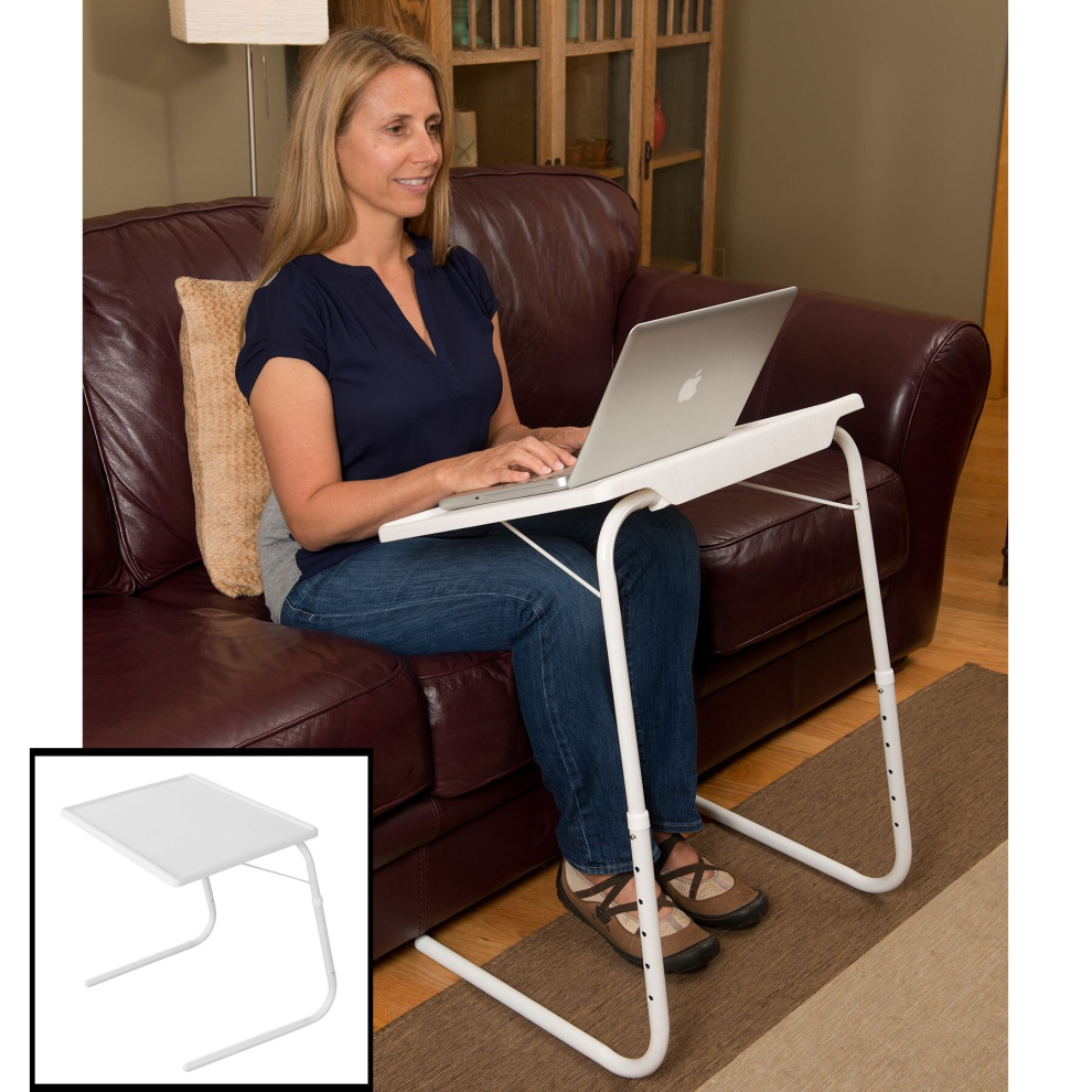 Portable Adjustable Table Mate Laptop Bed Sofa Folding Desk - White