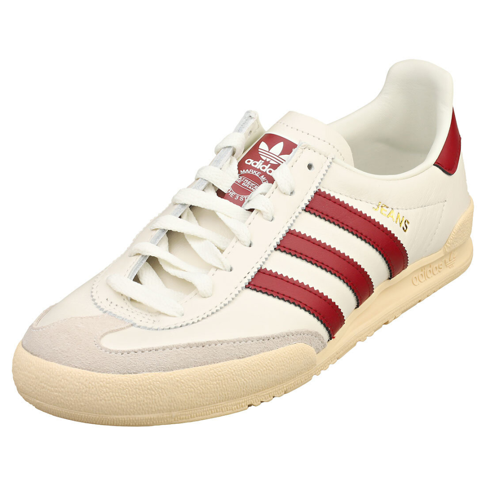 (9) adidas Jeans Mens Casual Trainers in White Red