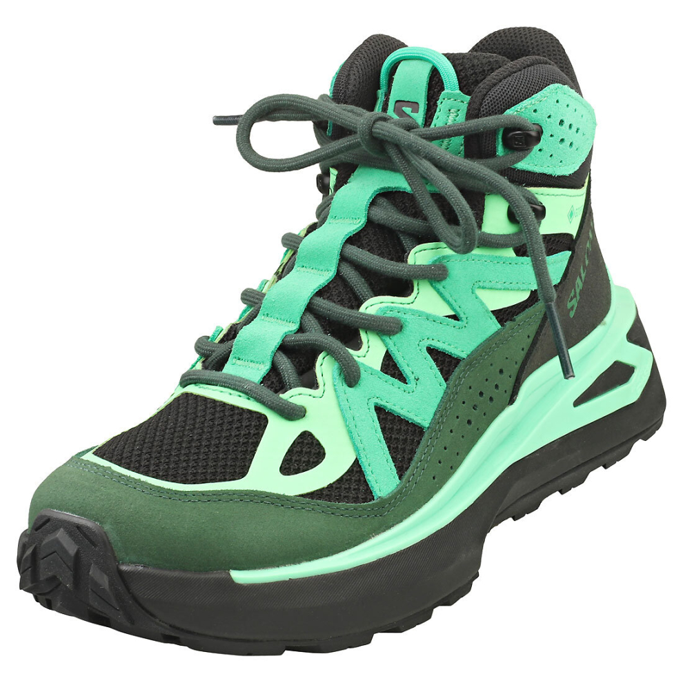 (8) Salomon Odyssey Elmt Mid Gore-tex Mens Walking Trainers in Green Black