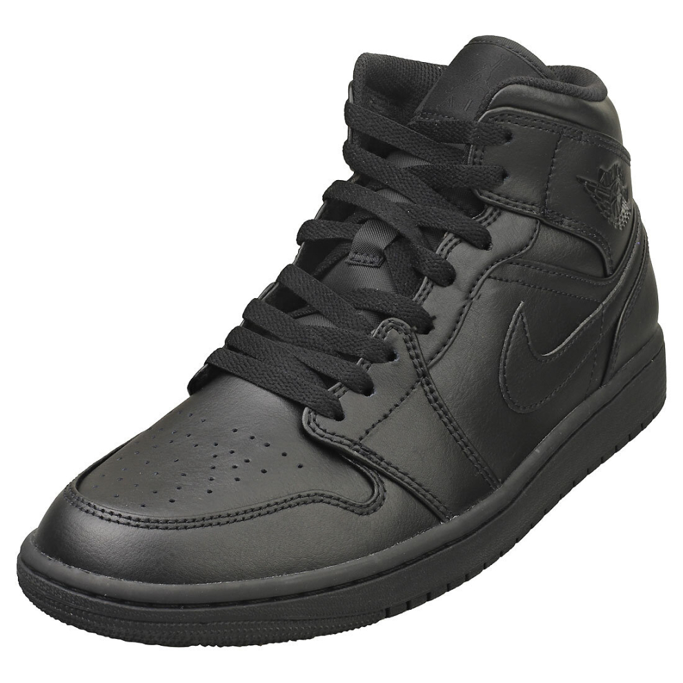 Nike (8.5) Air Jordan 1 Mid Mens Fashion Trainers In Black