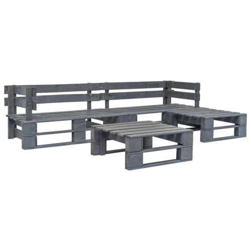 VidaXL vidaXL 4-tlg. Garten-Sofagarnitur aus Paletten Holz Grau