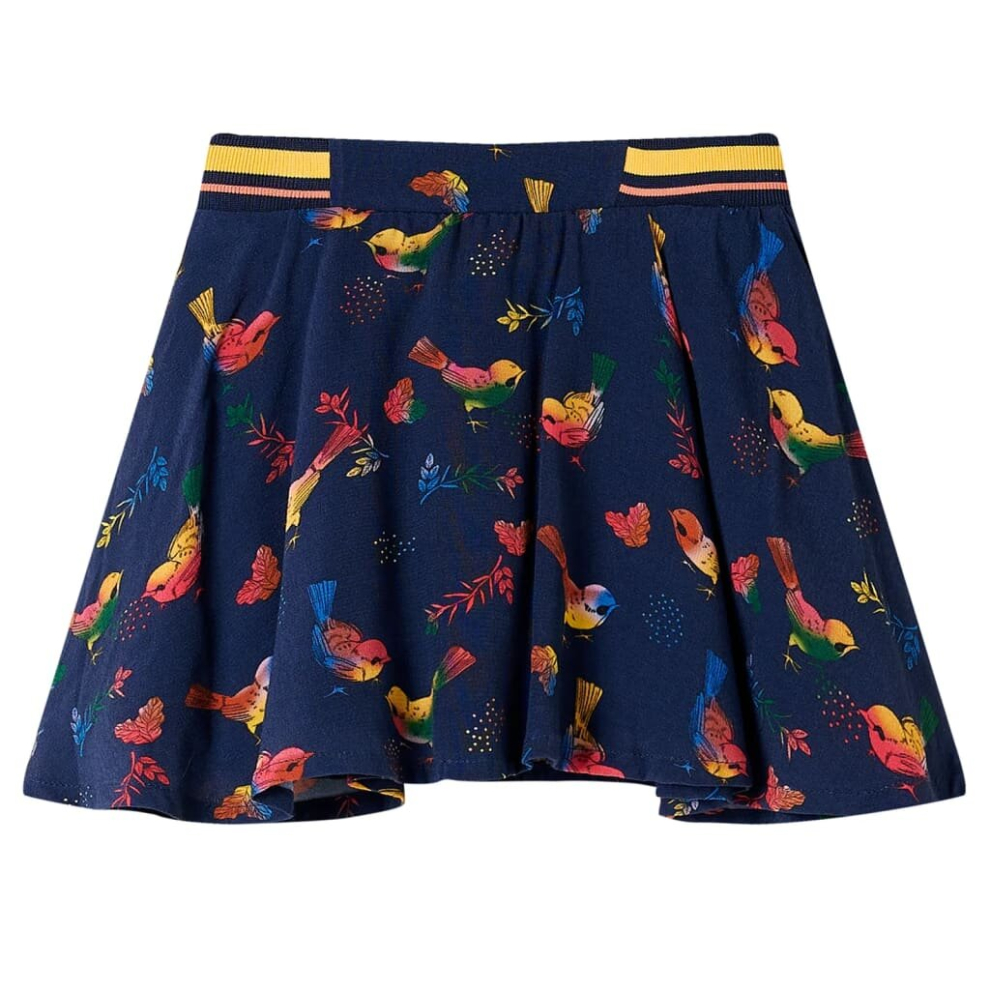 (116) Kids' Skirt Children's Skater Skirt School Girls' Short Skirt Bird Print Navy