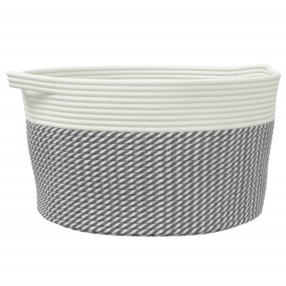 vidaXL Storage Basket Laundry Basket Washing Basket Grey and White Cotton