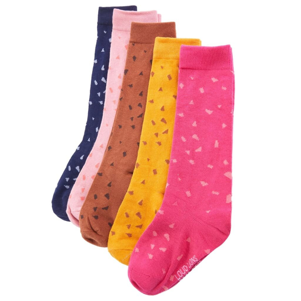 Vidaxl (30-34) Kids' Socks Children Cotton Socks Toddler School Socks 5 Pairs Spots Print