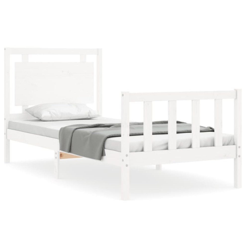 (white, 75 x 190 cm) vidaXL Bed Frame Platform Bed with Headboard White Small Single Solid Wood