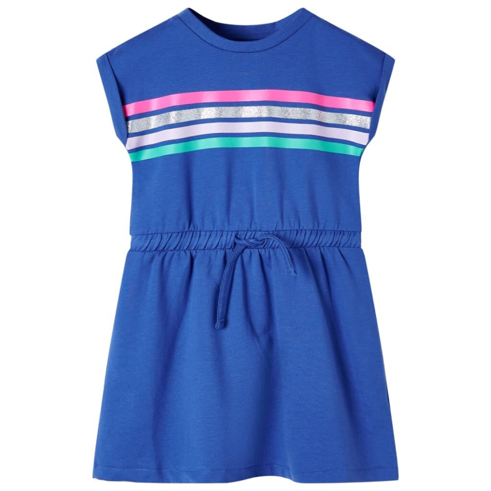 Vidaxl (128) Kids' Dress With Drawstring Toddler Children Kids Girl's Dress Cobalt Blue