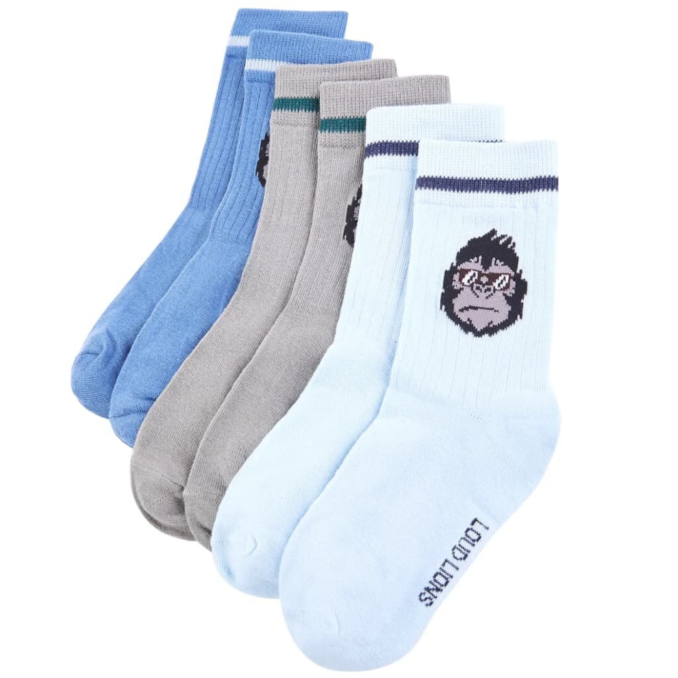 (23-26) Kids' Socks Children Cotton Socks Toddler School Socks 5 Pairs Gorilla Print