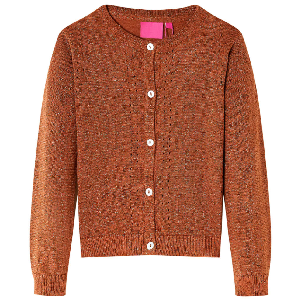 Vidaxl (Cognac, 128) Kids' Cardigan Long Sleeve Coats Toddler Children Kids Knit Sweater Knitted