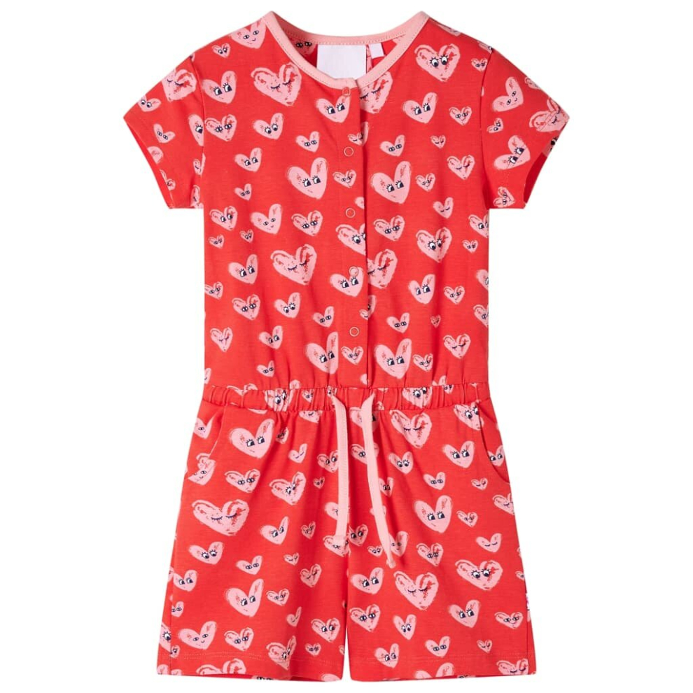 (104) Kids' Playsuit Children's All In One Jumpsuits Kids Romper Heart Print Red