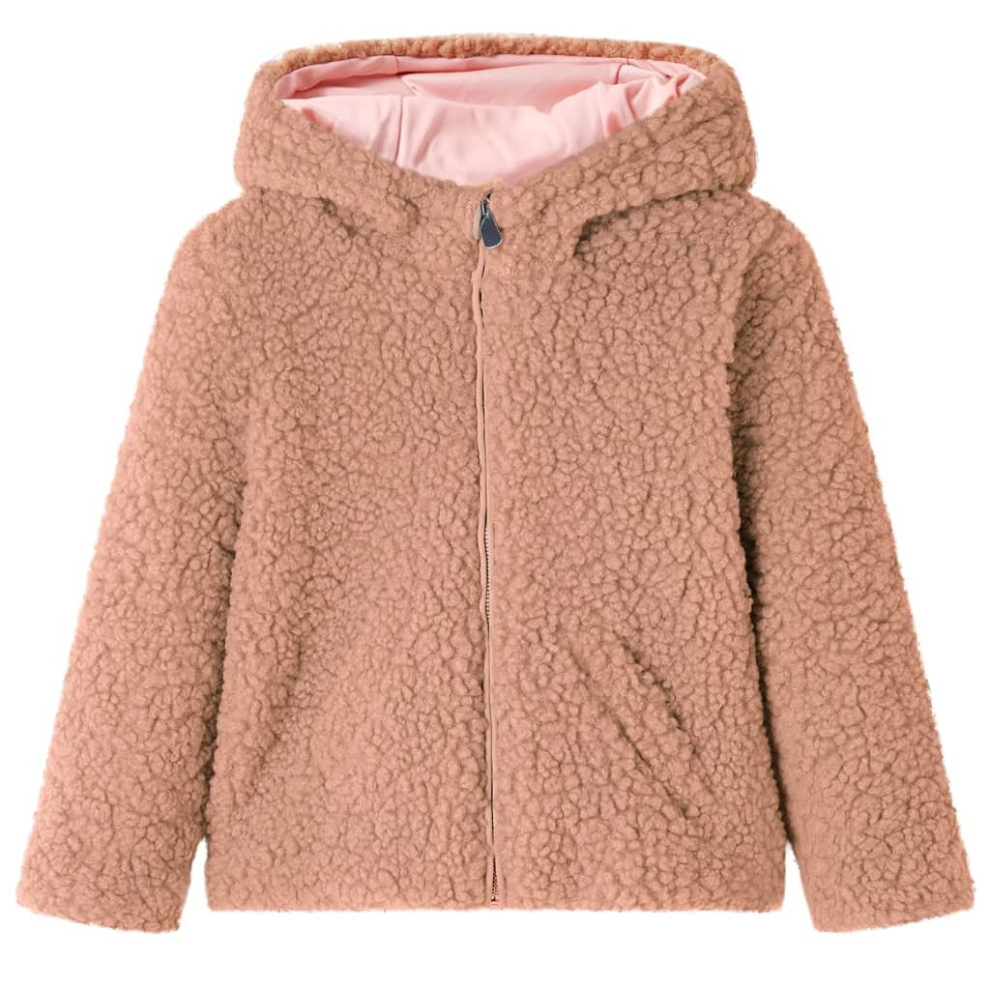 Vidaxl (Cognac, 104) Kids' Hooded Jacket Long Sleeves Children's Jacket Coat Teddy Faux Fur Mint Green