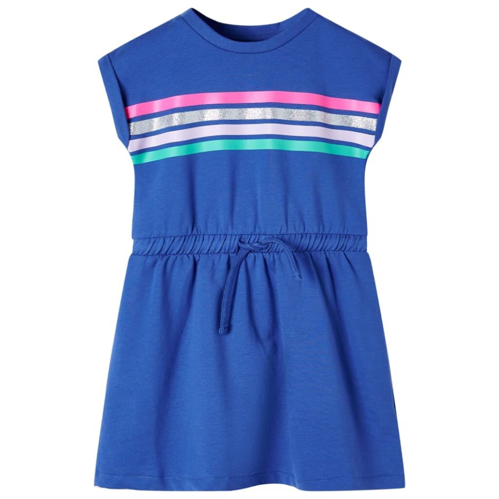 (140) Kids' Dress with Drawstring Toddler Children Kids Girl's Dress Cobalt Blue