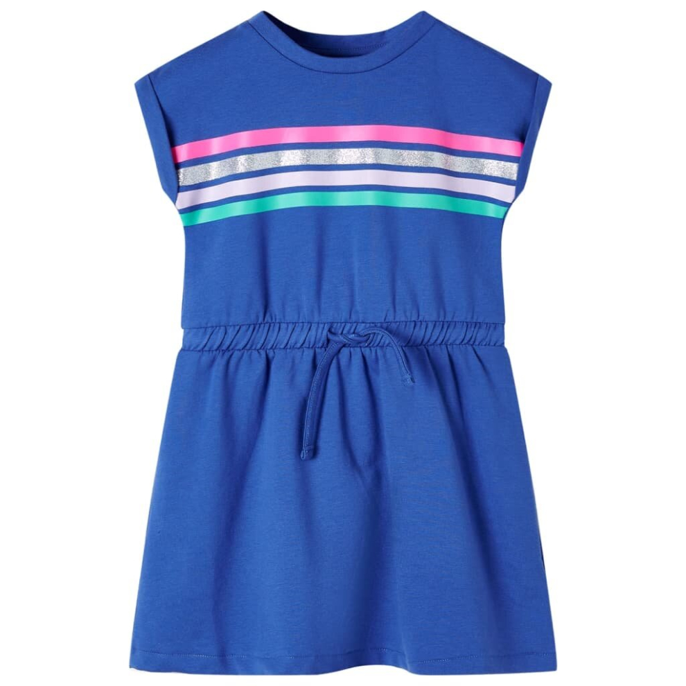Vidaxl (116) Kids' Dress With Drawstring Toddler Children Kids Girl's Dress Cobalt Blue
