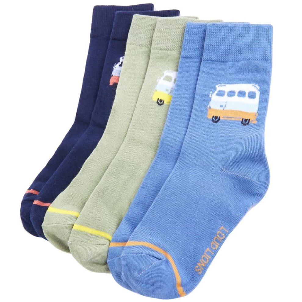 Vidaxl (26-29) Kids' Socks Children Cotton Socks Toddler Kids School Socks 5 Pairs Bus Print