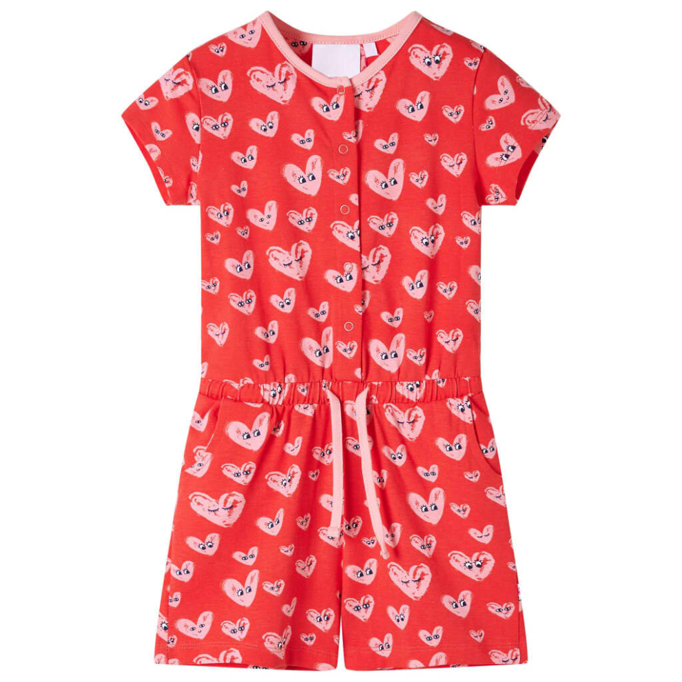 (92) Kids' Playsuit Children's All In One Jumpsuits Kids Romper Heart Print Red