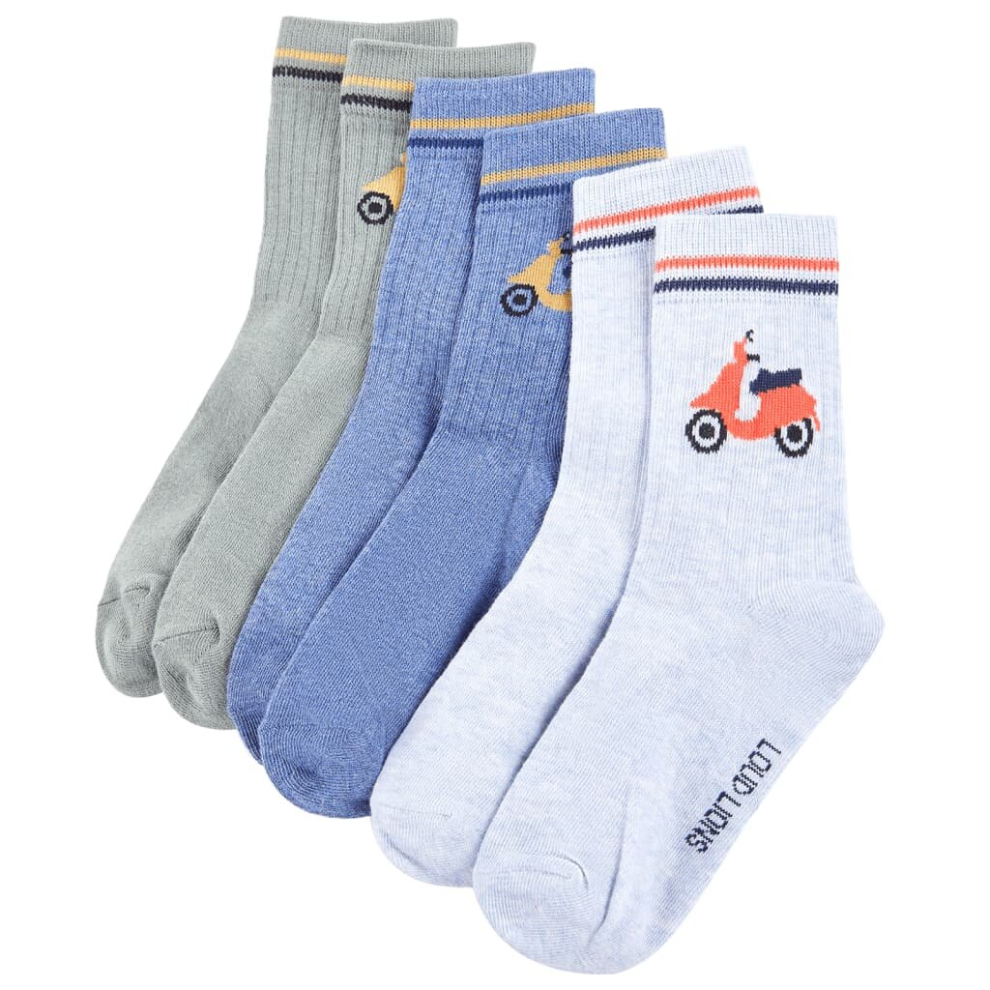 (30-34) Kids' Socks Children Cotton Socks School Socks 5 Pairs Electric Moped Print