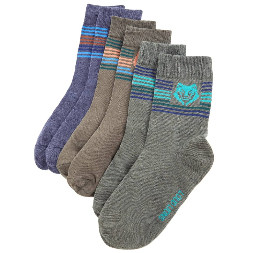Vidaxl (26-29) Kids' Socks Children Cotton Socks Toddler School Socks 5 Pairs Lion Print