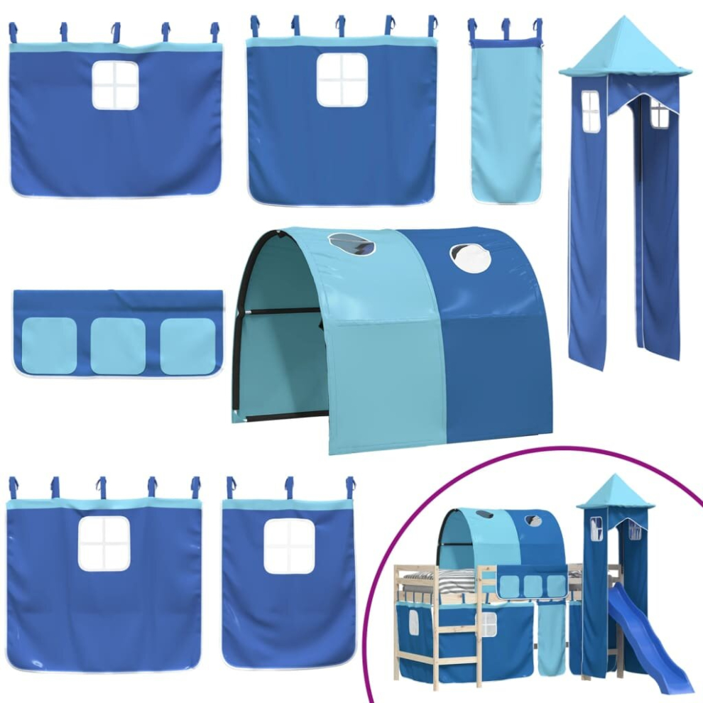 Vidaxl (Blue) Curtains For Loft Bed With Tunnel And Tower Blackout Bed Tent Canopy Blue