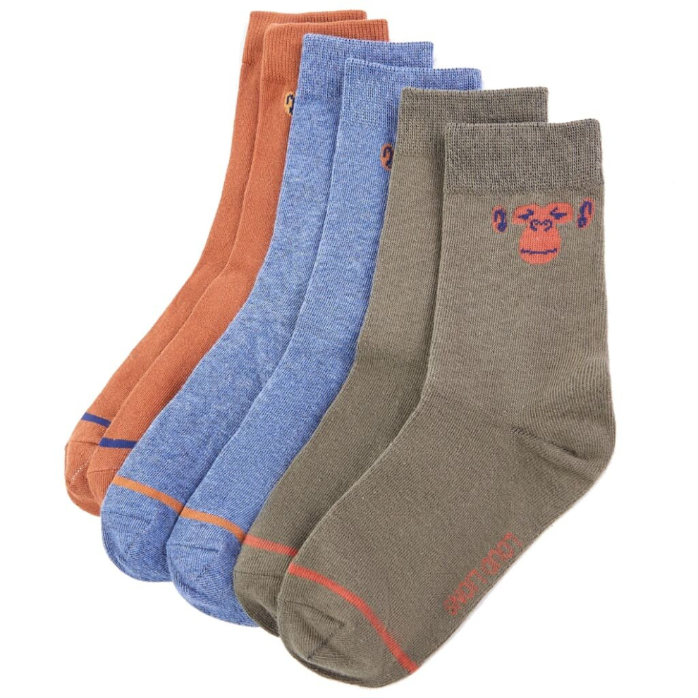 (23-26) Kids' Socks Children Cotton Socks Toddler School Socks 5 Pairs Monkey Print