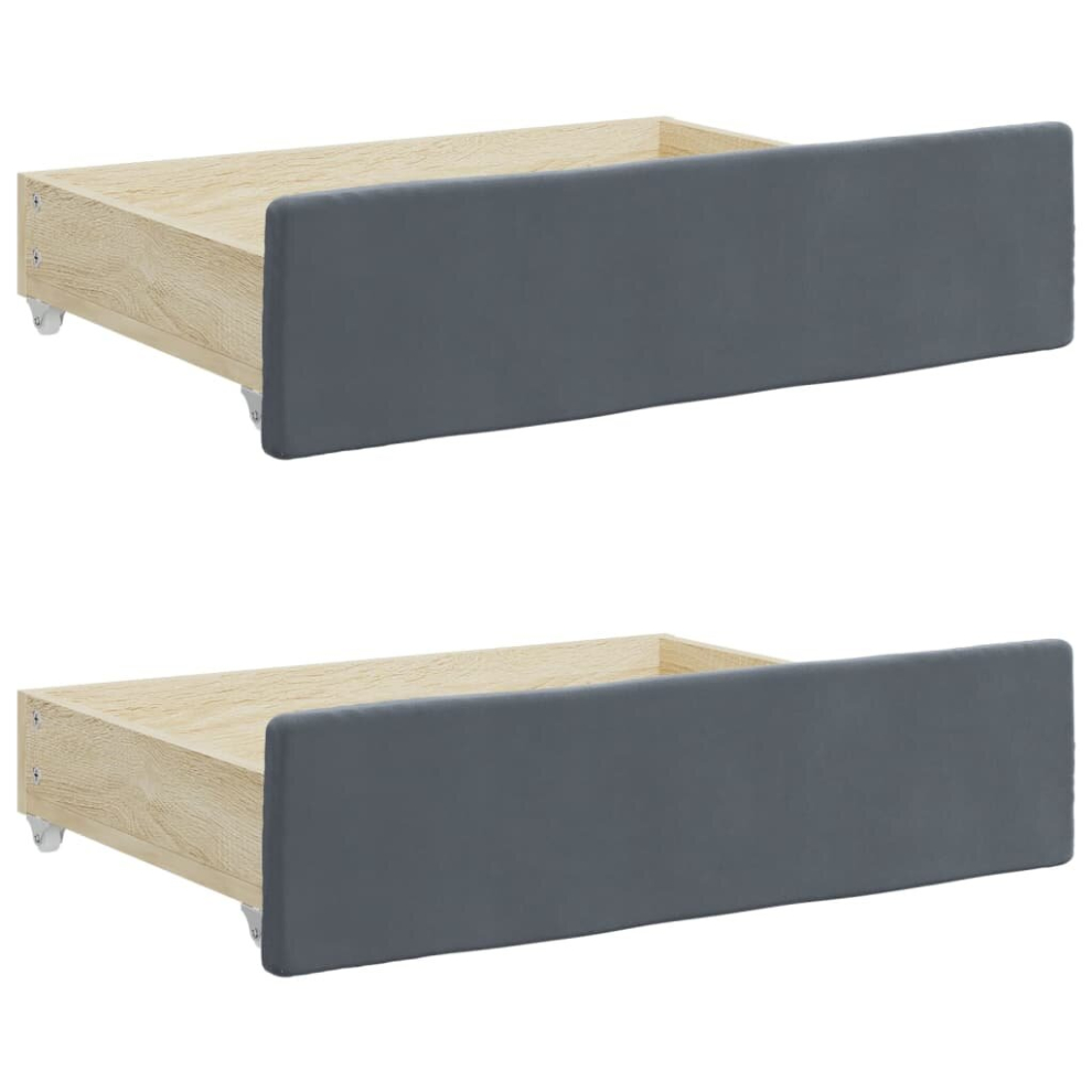 (dark grey, velvet) vidaXL Bed Storage Drawers Bedroom Underbed Organiser 2 pcs Engineered Wood