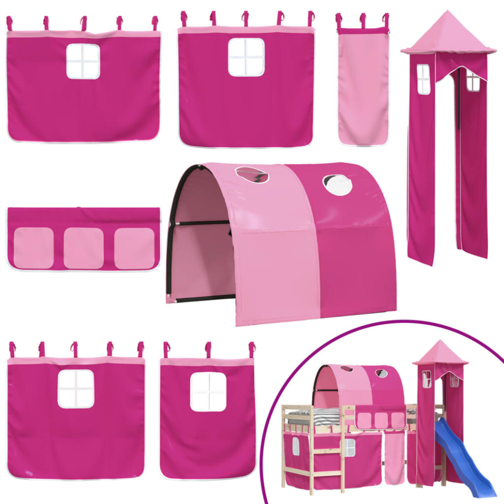 (pink) vidaXL Curtains for Loft Bed with Tunnel and Tower Blackout Bed Tent Canopy