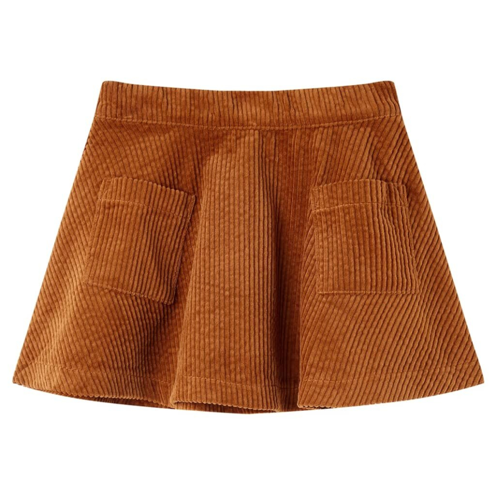 Vidaxl (Cognac, 116) Kids' Skirt With Pockets Girl's Skater Skirt Kids School Short Skirt Corduroy