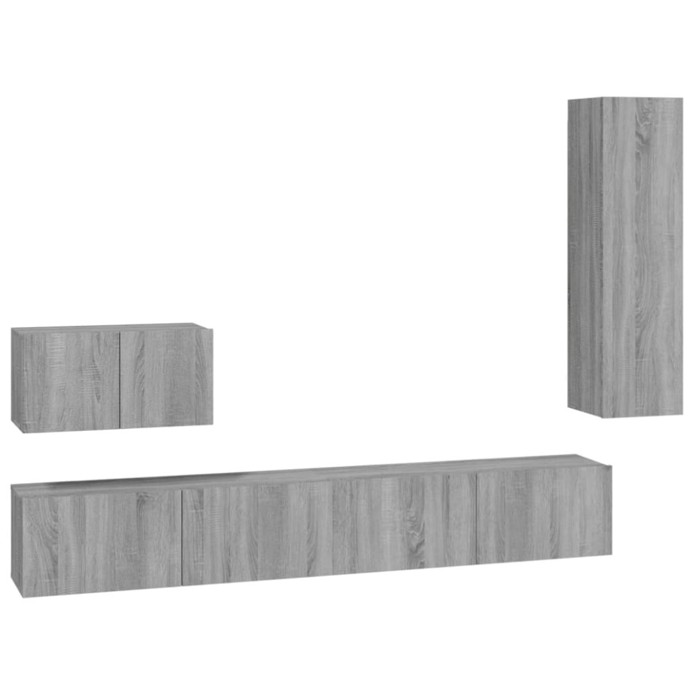 Vidaxl Tv Cabinet Set Tv Stand Sideboard 4 Piece Grey Sonoma Engineered Wood