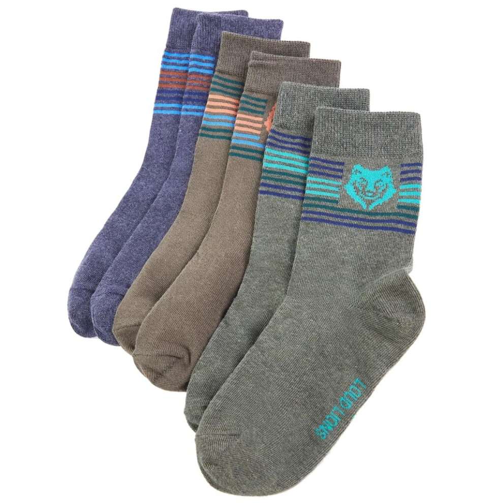 Vidaxl (23-26) Kids' Socks Children Cotton Socks Toddler School Socks 5 Pairs Lion Print