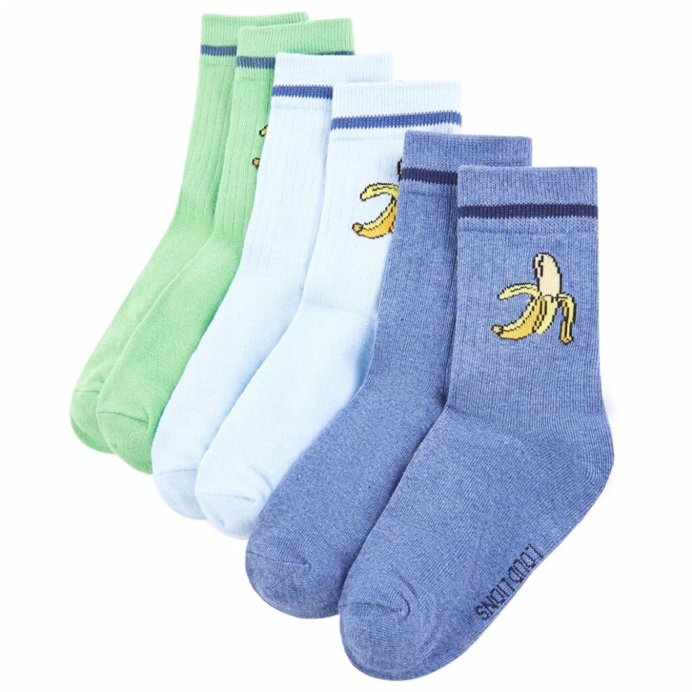 Vidaxl (23-26) Kids' Socks Children Cotton Socks School Socks 5 Pairs Peeled Banana Print