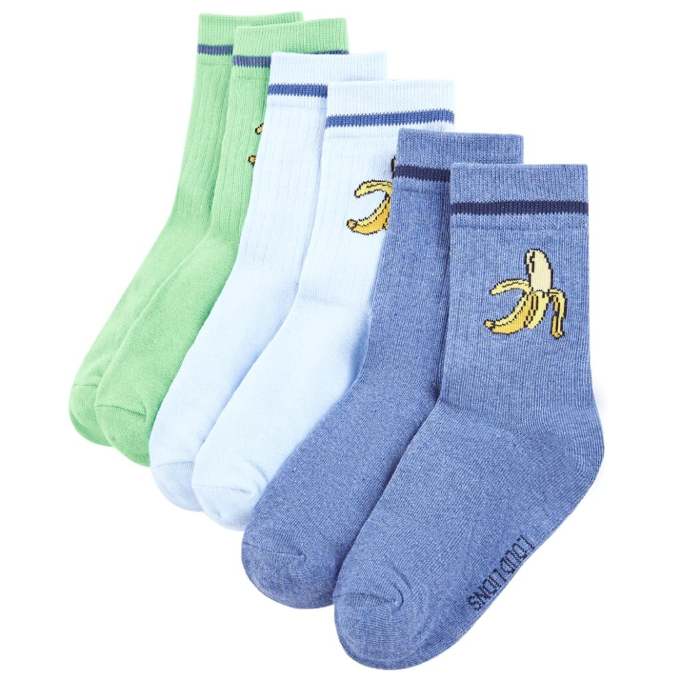 (26-29) Kids' Socks Children Cotton Socks School Socks 5 Pairs Peeled Banana Print