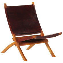 vidaXL Folding Relaxing Chair Home Office Chair Seat Dark Brown Real Leather