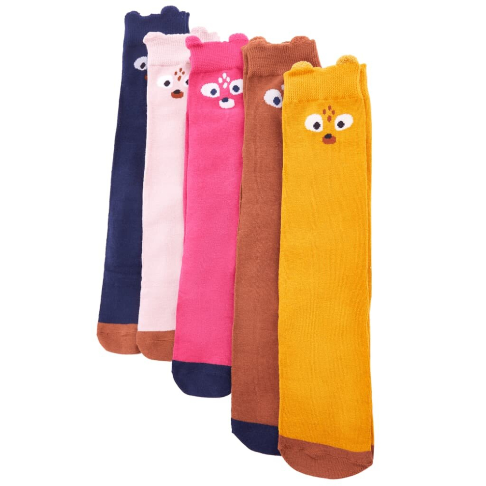 Vidaxl (23-26) Kids' Socks Children Cotton Socks Toddler School Socks 5 Pairs Animal Design