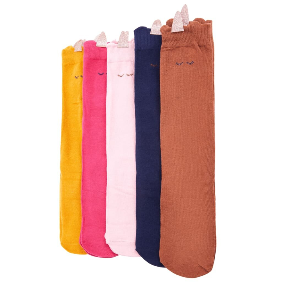 Vidaxl (26-29) Kids' Socks Children Cotton Socks Toddler School Socks 5 Pairs Unicorn Design