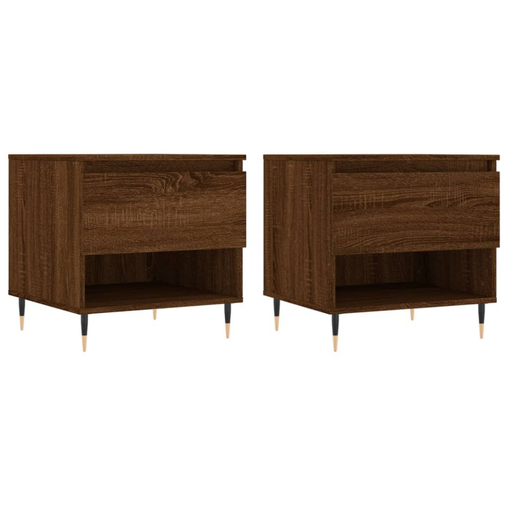 Vidaxl (Brown Oak, 2 Pcs) Coffee Table Side Table End Accent Telephone Sofa Table Engineered Wood