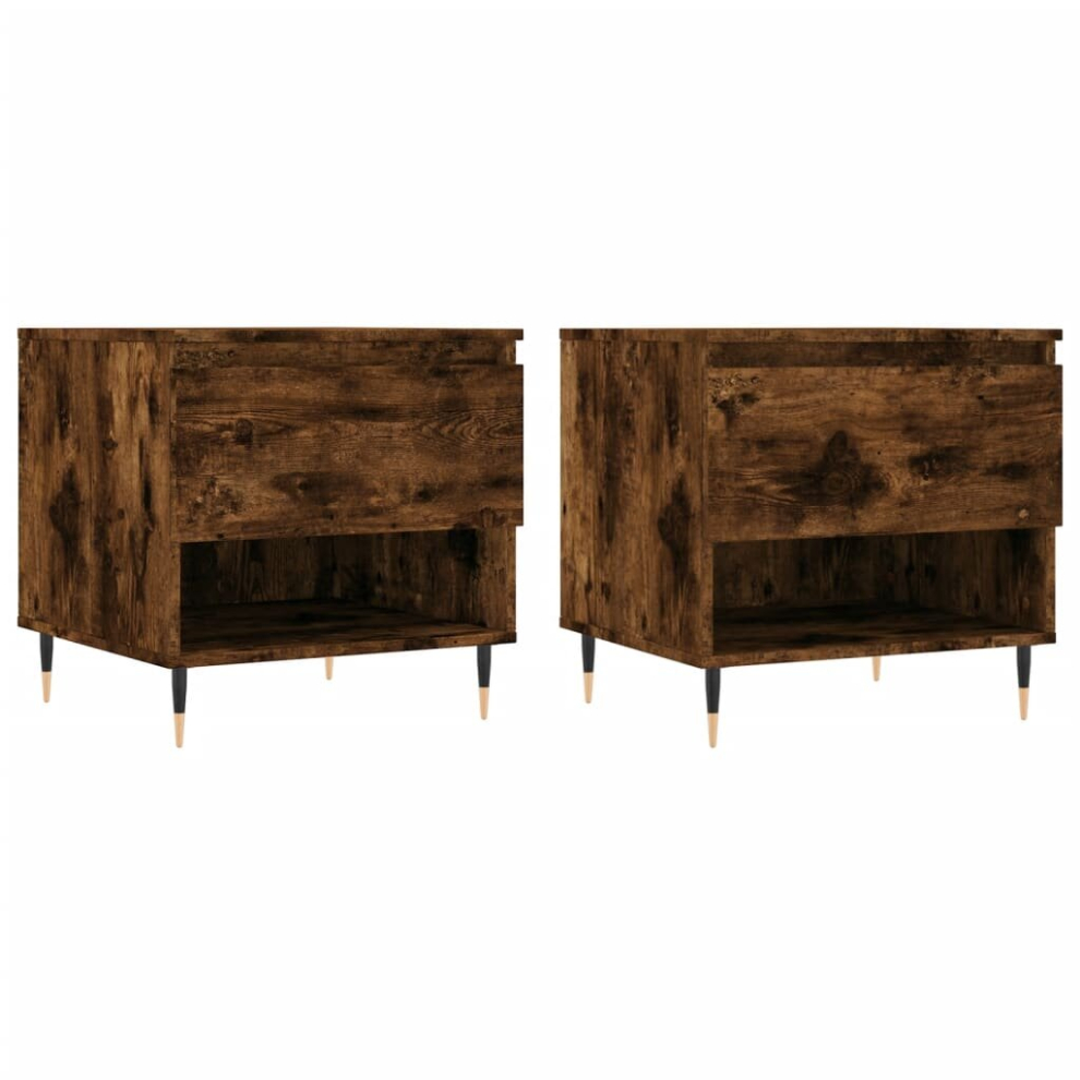 Vidaxl (Smoked Oak, 2 Pcs) Coffee Table Side Table End Accent Telephone Sofa Table Engineered Wood