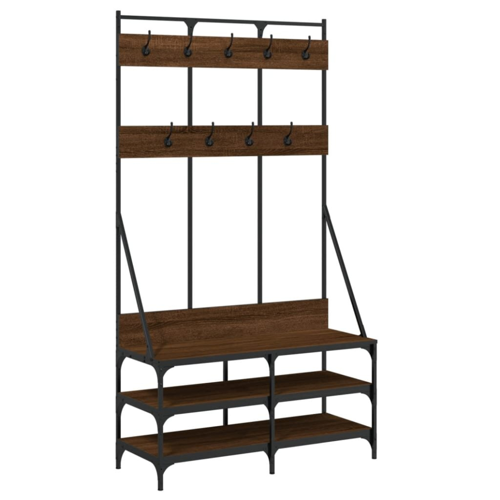 Vidaxl ( Oak) Clothes Rack With Shoe Storage Garment Rack Clothes Shelf Clothes Rail Brown