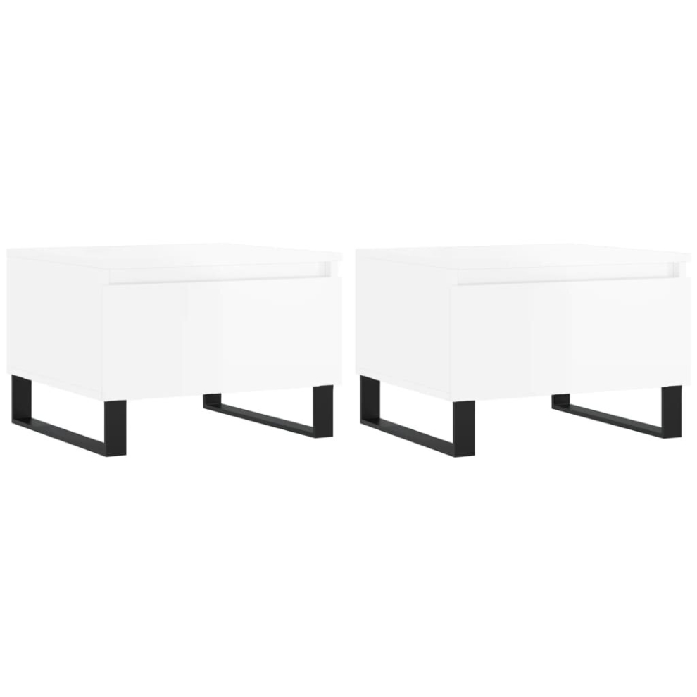 Vidaxl (High Gloss White, 2 Pcs) Coffee Table Side Table End Accent Telephone Sofa Table Engineered Wood