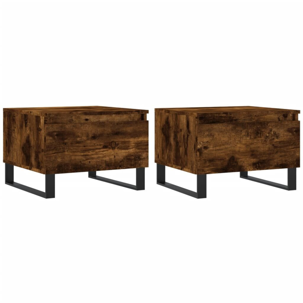 Vidaxl (Smoked Oak, 2 Pcs) Coffee Table Side Table End Accent Telephone Sofa Table Engineered Wood