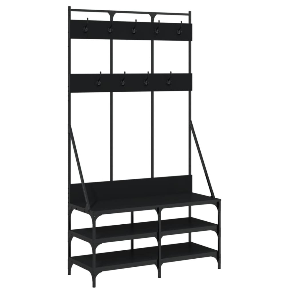 (black) vidaXL Clothes Rack with Shoe Storage Garment Rack Clothes Shelf Clothes Rail