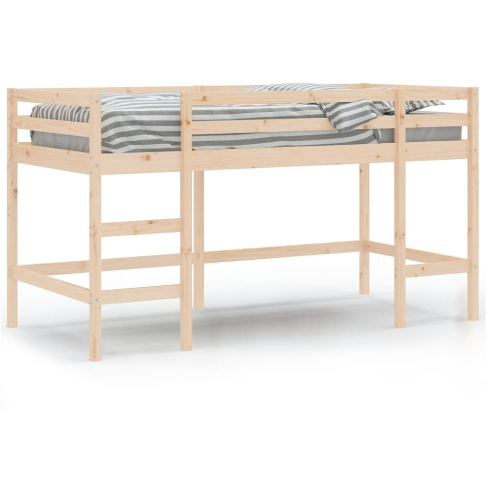 (natural, 90 x 190 cm) vidaXL Kids' Loft Bed with Ladder Children Bedroom Bunk Bed Solid Wood Pine
